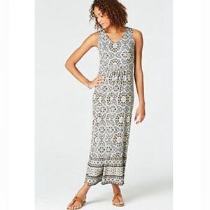 J.Jill boho print vneck maxi dress size medium